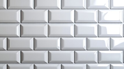 Close up of the white ceramic tile wall showcase background