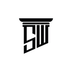SW monogram logo design letter text name symbol monochrome logotype alphabet character simple logo