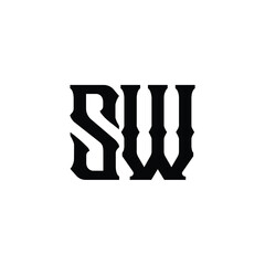 SW monogram logo design letter text name symbol monochrome logotype alphabet character simple logo