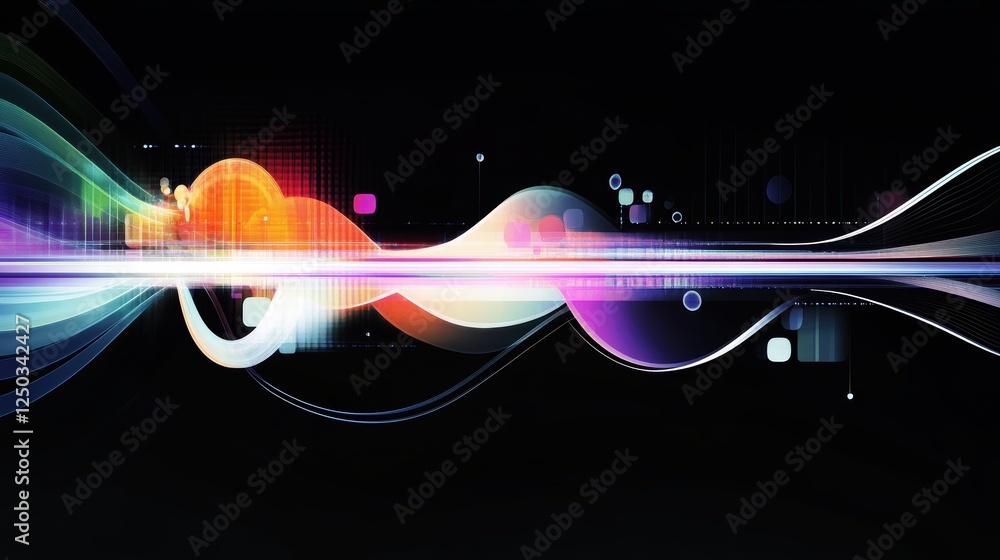 Poster digital abstract waveform with high-energy dynamic motion,