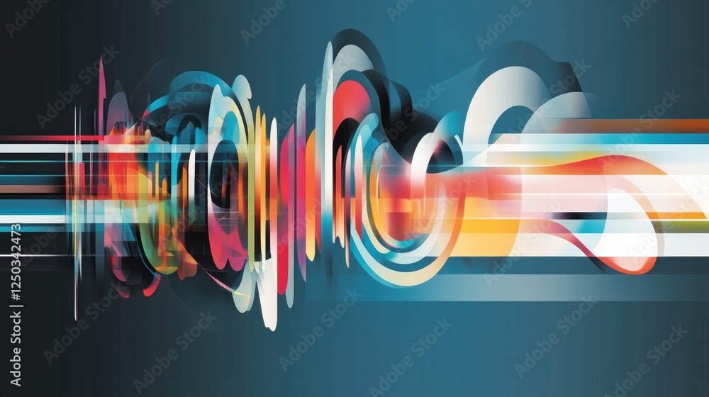 Poster digital abstract waveform with high-energy dynamic motion,