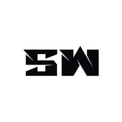 SW monogram logo design letter text name symbol monochrome logotype alphabet character simple logo
