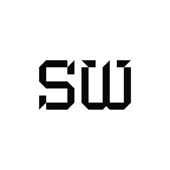 SW monogram logo design letter text name symbol monochrome logotype alphabet character simple logo