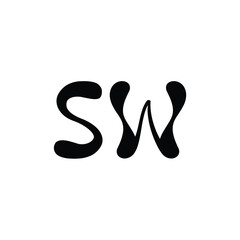 SW monogram logo design letter text name symbol monochrome logotype alphabet character simple logo