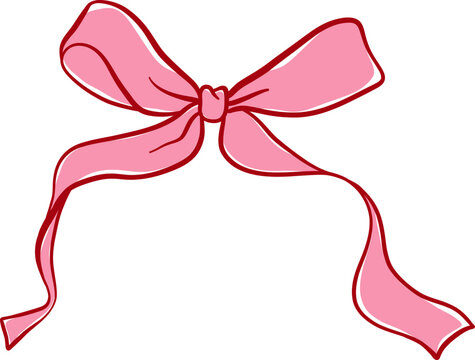 Cute Flat Design ribbon bow, Vecter illustration 