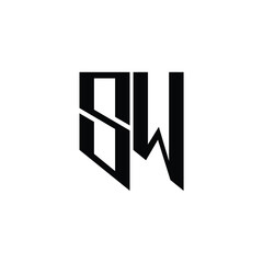 SW monogram logo design letter text name symbol monochrome logotype alphabet character simple logo