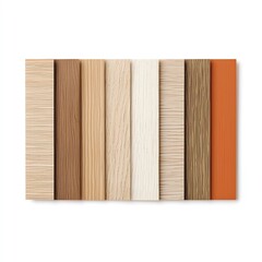 Collection of various wooden texture samples in different colors and finishes, displayed on a white background for design and modeling purposes.