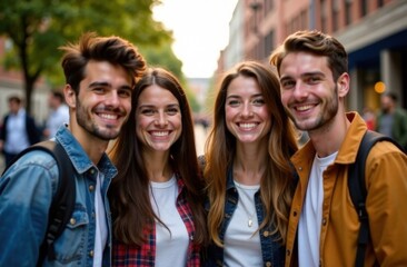 Fototapeta premium Happy group of friends talking and having fun outdoors