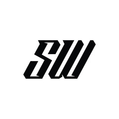 SW monogram logo design letter text name symbol monochrome logotype alphabet character simple logo