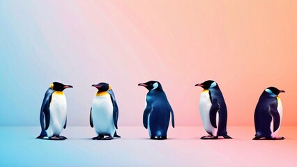 Fototapeta premium Beautiful Minimalistic Background with Copy Space for World Penguin Day
