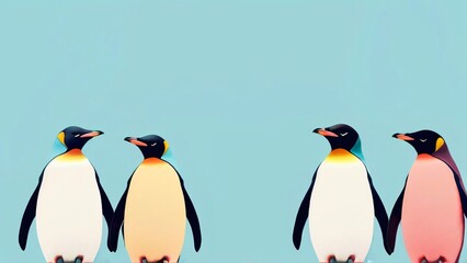 Fototapeta premium Beautiful Minimalistic Background with Copy Space for World Penguin Day