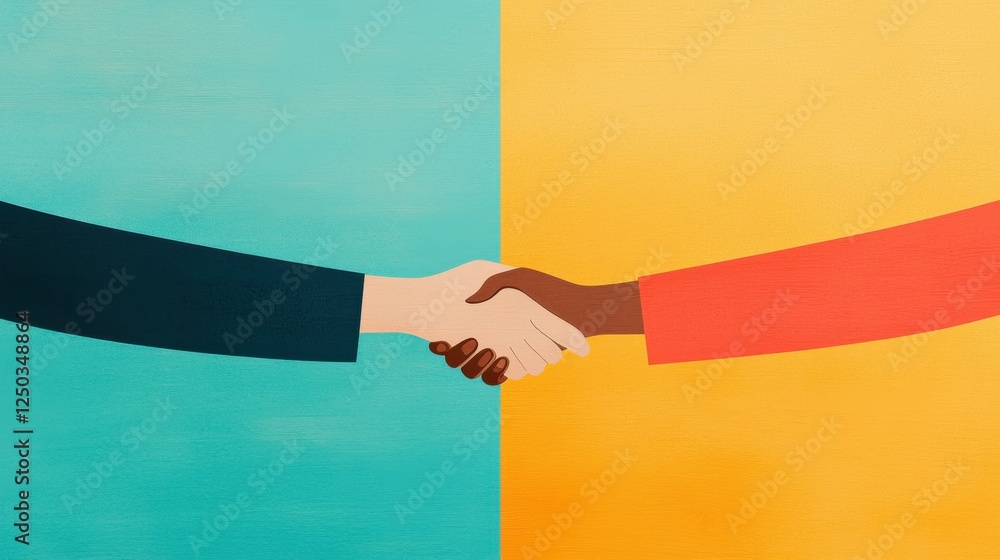 Poster collaborative agreement signing business meeting handshake image abstract background professional se