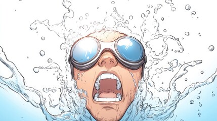 A swimmer gasping for air underwater, surrounded by bubbles, showcasing a moment of struggle