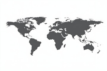 Fototapeta premium Detailed World Map Silhouette in Gray Color on White Background Ideal for Geographical Illustrations and Educational Purposes