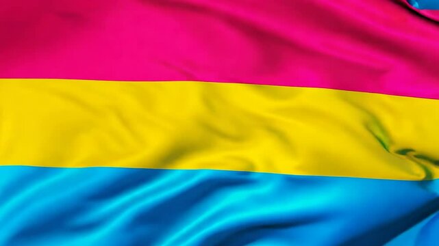 The pansexual flag proudly waving in the wind, symbolizing visibility, inclusion, and celebration of identity during Pride events and beyond.