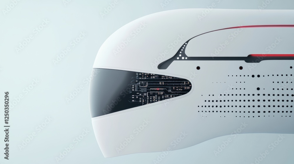 Poster futuristic robotic design showcasing advanced technology and circuitry.