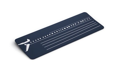 Airplane boarding pass mockup, isolated on white background, for travel website