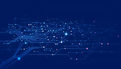 Fototapeta premium Abstract Digital Circuitry Network: Blue and Pink High-Tech Background