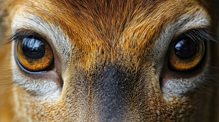 Close-up of a deer's expressive eyes showcasing intricate details and textures