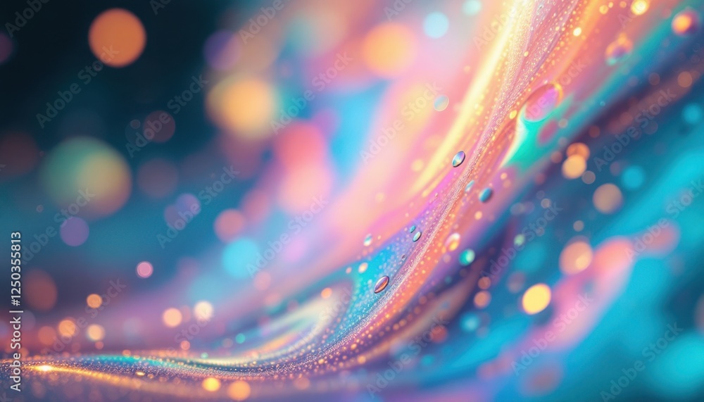 Poster colorful abstract swirl with light reflections and bokeh effects