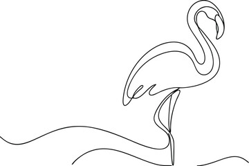 Elegant Flamingo Line Art SingleLine Drawing of a Bird