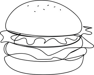 Delicious SingleLine Drawing of a Juicy Burger Patty