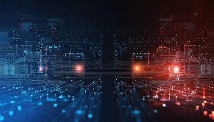Naklejka premium Abstract Technology Circuit Board with a Communication Network