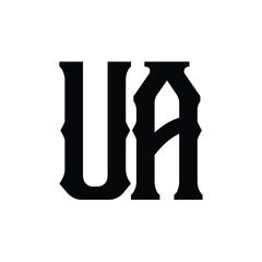 UA monogram logo design letter text name symbol monochrome logotype alphabet character simple logo