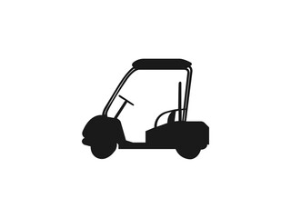 golf car silhouette vector icon. Golf car logo icon, design vector illustration template. golf car silhouette vector logo design. The silhouettes are isolated on a white background.
