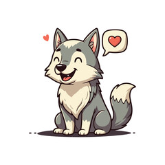 Cute wolf Cartoon Vector Icon Illustration Animal Nature Icon Concept Isolated Premium Vector