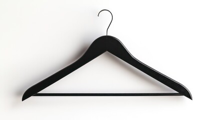 Black wooden clothes hanger isolated on white background.