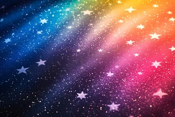 Fototapeta premium Vibrant Cosmic Explosion of Glowing Stars and Nebulae in Colorful Galaxy Background