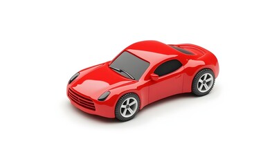 Red toy car, studio shot, white background, isolated, automotive illustration