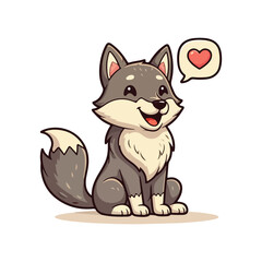 Cute wolf Cartoon Vector Icon Illustration Animal Nature Icon Concept Isolated Premium Vector