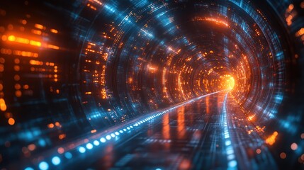 Obraz premium Digital Tunnel: A Journey Through Cyberspace