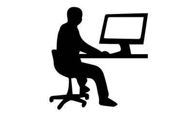 business man working on laptop, man working on laptop, Computer Silhouette Images business man working on laptop computer