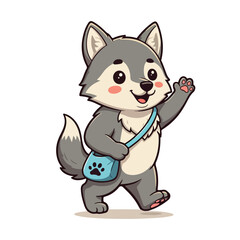 Cute wolf Cartoon Vector Icon Illustration Animal Nature Icon Concept Isolated Premium Vector