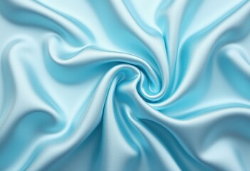 Fototapeta premium Glossy aqua or light blue satin fabric texture with soft folds and swirling ripples, for background or overlay effect