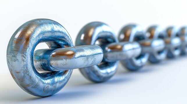Steel chain links, close-up, studio, blurred background, connection concept