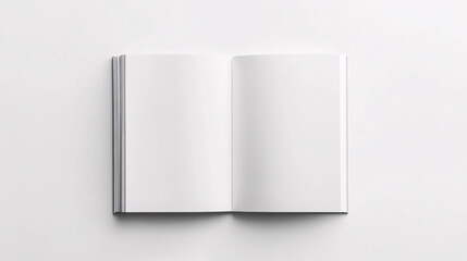 open blank white book mockup on white background