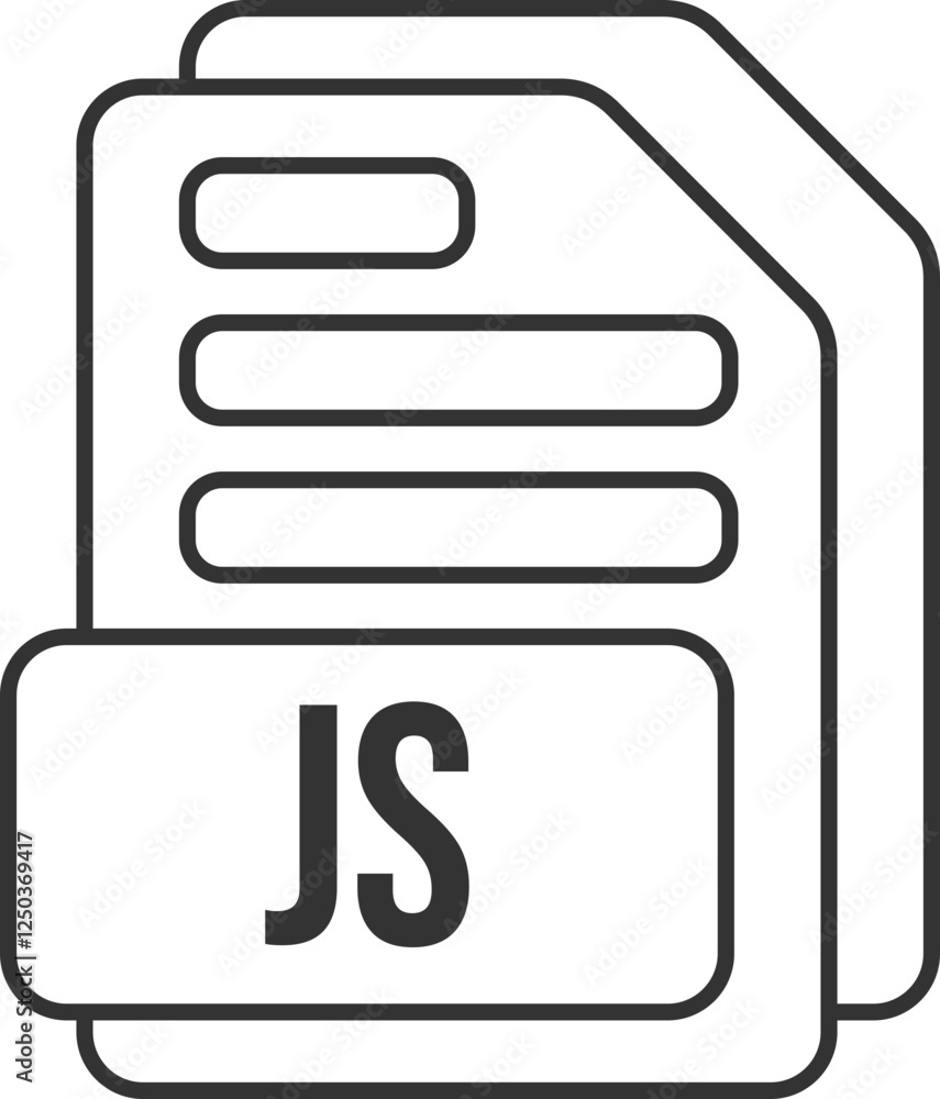Fototapete js file format icon black outline