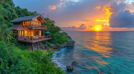 Sunset Paradise: Luxurious Oceanfront House