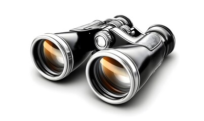 Vintage binoculars isolated on white background, exploration concept