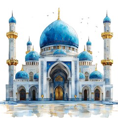 Fototapeta premium Water colour mosque illustration