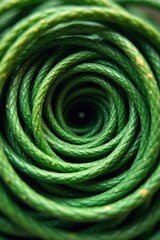 Intricate Spirals of Emerald Green Cordage A Close-Up Study of Textured, Intertwined Strands