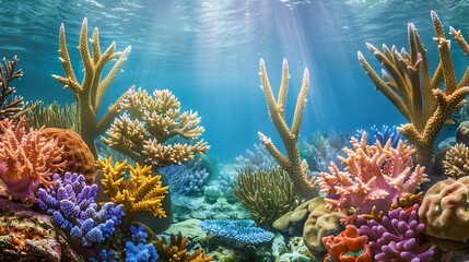 A coral reef teeming with life, symbolizing diversity and beauty in life.