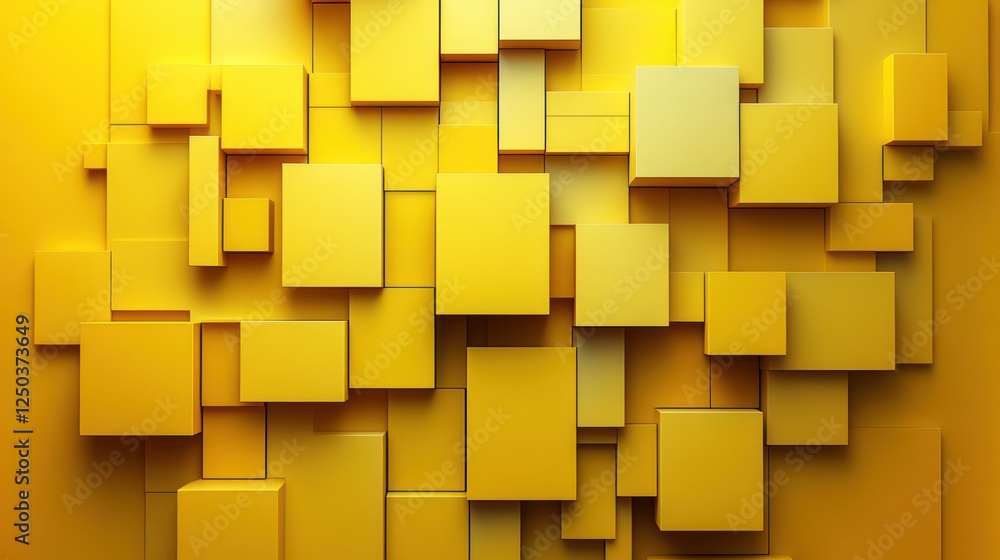 Poster abstract golden cubes 3d rendering: a stunning visual of interlocking geometric shapes