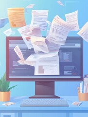Obraz premium Online payment and digital invoice concept. Paying receipt on computer screen. E-documents and tax papers background. Accounting and receipt, invoice on computer illustration
