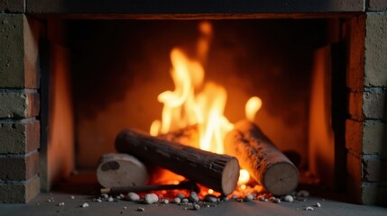 Warmth and Comfort Embracing a Cozy Fireplace with Glowing Embers and Burning Logs