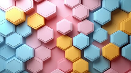 Abstract Hexagon Pattern: Pastel Hues and Geometric Design